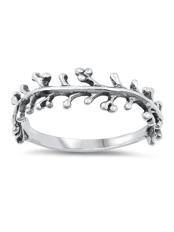 Cute Woodland Twig Branches Berries Nature Ring .925 Sterling Silver Band Jewelry Female Male Size 8