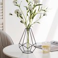 thumbnail image 4 of Glass Flower Vase Metal Holder, Crystal Clear Transparent Planter Flowers Vase, 4 of 5
