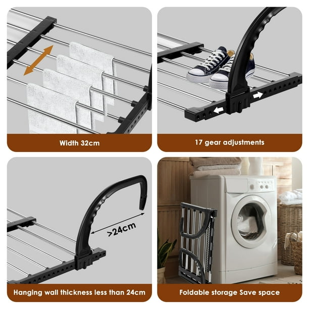 Radiator Clothes Airer Foldable Radiator Drying Rack 42 72CM Extendable Radiator Clothes Drying Rack Balcony Stainless Steel Clothes Drying Rack Portable Drying Rack for Hanging Clothes Towels Walmart...