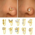 thumbnail image 2 of HOOUN Fashion Nose Hoops Cartilage Earrings Fake Piercing U Shape Ring Jewelry -3, 2 of 9