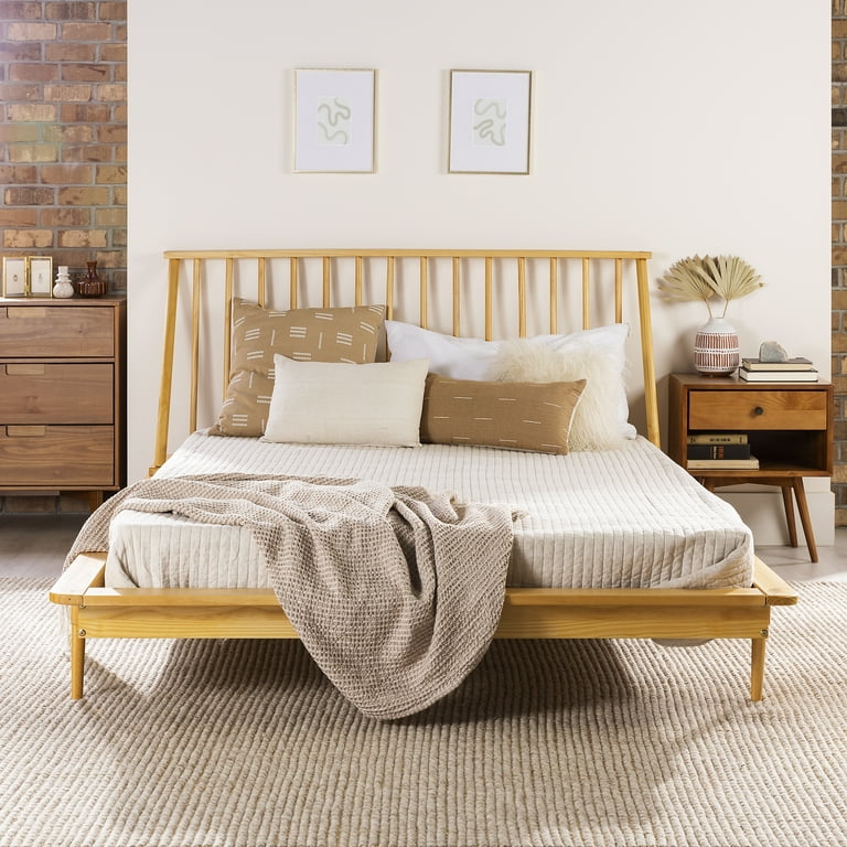 Boho wood platform bed deals