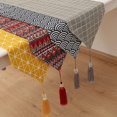thumbnail image 4 of Mantel de lino y algodón con pompones, camino de mesa moderno, lavable, decoración navideña, 4 of 4