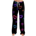 thumbnail image 4 of Hearthz Valentines Pajamas for Women Pants Love Heart Graphic Pajama Pants Womens Drawstring Wide Leg Holidays Sleep Pants Women, 4 of 7