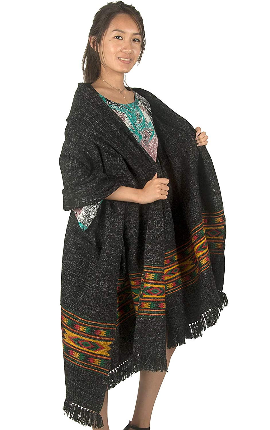 Extra large dark green wool shawlwool scarf meditation shawl  men's scarf women's scarf  wool wrap