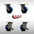 thumbnail image 2 of 4 Inch 316SS Solid Poly Swivel Caster Set with Roller Bearings 2 Brakes SCC, 2 of 2