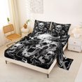 thumbnail image 2 of Castle Fairy Dark Gothic Skull Queen Sheets 4 Pieces,Halloween Twisted Vines Queen Sheet Sets,White Black,1 Fitted Sheet,1 Flat Sheet and 2 Pillowcases, 2 of 6