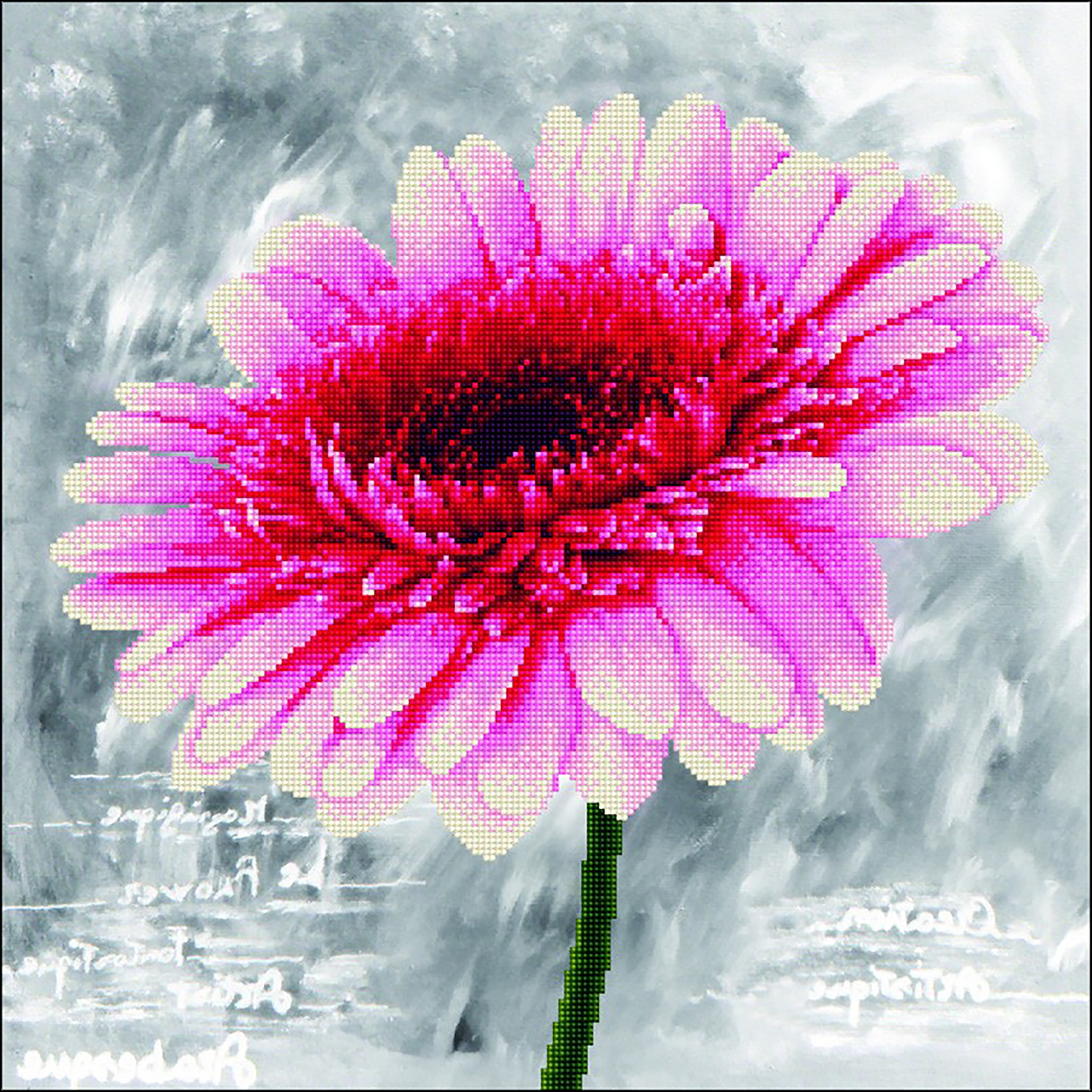 Needleart World No Count Printed Cross Stitch Kit 21"X21"-Pink Dahlia