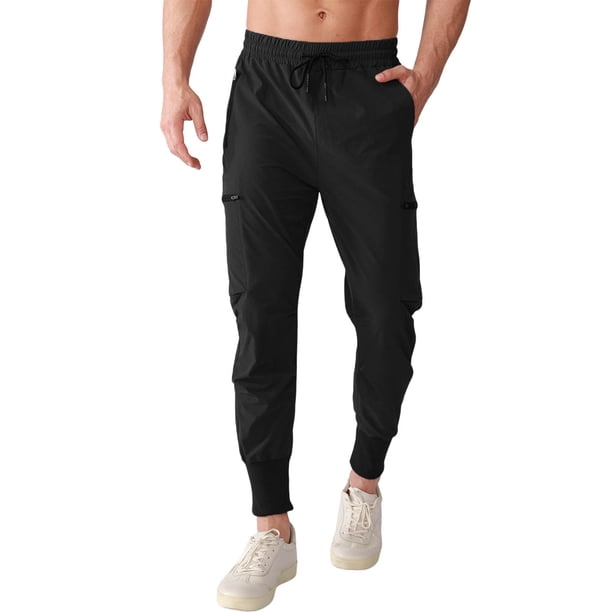 Pantalones de running elásticos para hombre, cordón ajustable en las piernas, estilo cargo, poliéster y spandex, pantalones de entrenamiento, tallas S-XXL