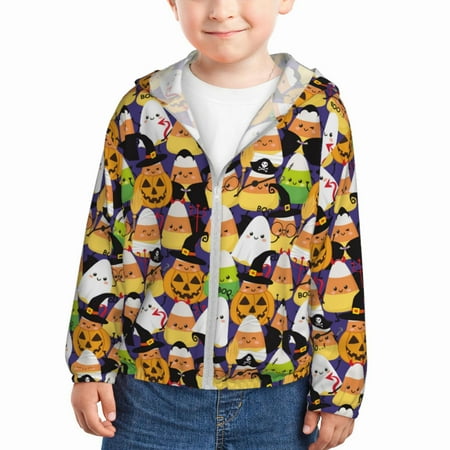 

Lukts Halloween1 Print Children s Long-Sleeved Sun Protection Clothing Hooded Sweatshirts for Boys and Girls Outdoor Sports-5 Years