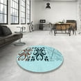 thumbnail image 4 of Ahgly Company Machine Washable Indoor Round Transitional Cadet Blue Green Area Rugs, 5' Round, 4 of 7