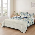 thumbnail image 2 of Twin XL Quilt Set 68''x98'', Blue Teal Eucalyptus Leaves Lightweight Bedspread Coverlet Set with 2 Pillow Shams, Watercolor Vintage Botanical Breathable All Season Quilt Bedding for Dorm/Guest Room, 2 of 9