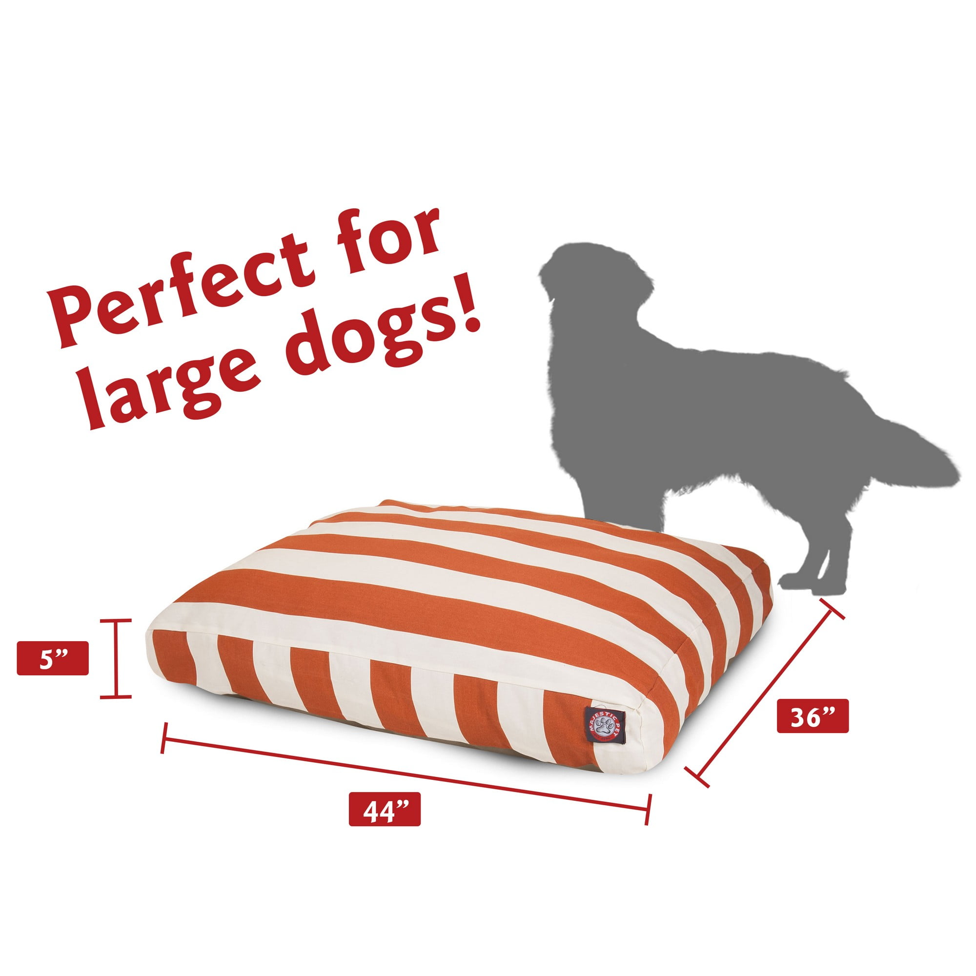 Majestic Pet | Vertical Stripe Shredded Memory Foam Rectangle Pet Bed For Dogs, Removable Cover, Burnt Orange, Large