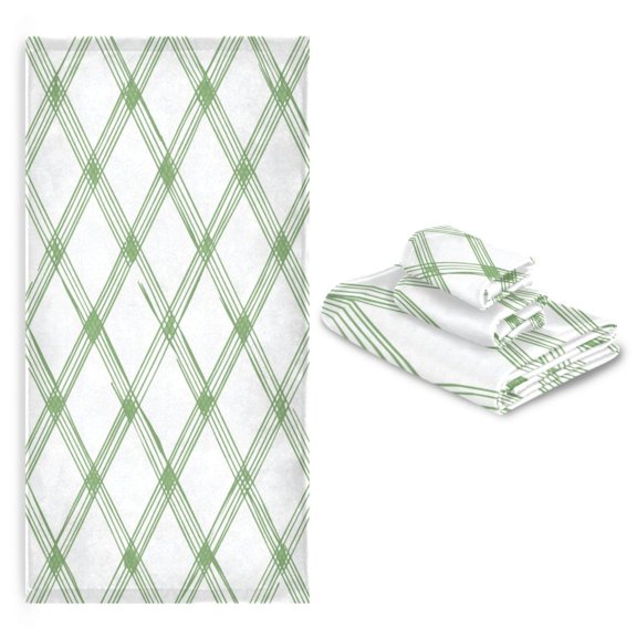 3 Pack Towel Set with Bath Towels, Hand Towels & Washcloths for Everyday Use Green Tartan