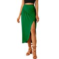 thumbnail image 1 of Unique Bargains Jupe Longue Décontractée pour Femmes Taille Élastique Fendue Asymétrique, 1 of 7
