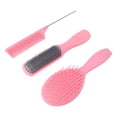 thumbnail image 1 of Hair Brush Set, Carbon Fiber Comfortable Using Hair Comb Set Heat Static Resistant Hair Dressing Hair Styling  For Hair Salon For Household Pink Box Packed, 1 of 8