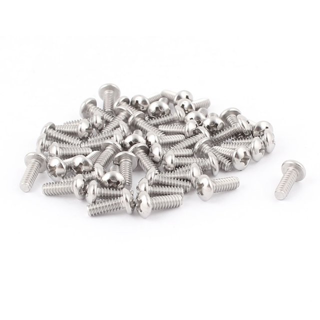 Unique Bargains 50 Pcs #6-32 x 3/8' Stainless Steel Phillips Truss Button Head Machine Screws