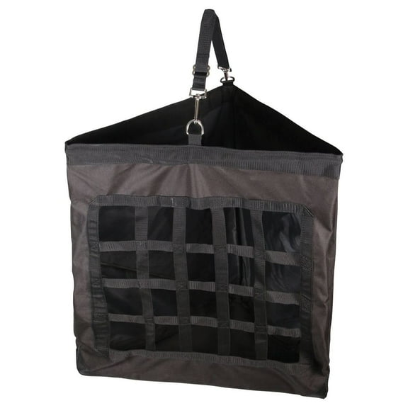 Dura-Tech Slow Feed Corner Hay Bag | Holds Up to 3 Flakes of Hay | Color Black