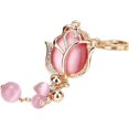 thumbnail image 1 of Llavero de coche, llavero antipérdida personalizado para mujer, llavero de piedra de cristal, anillos para colgar en el bolso, adorno colgante, cordón, llavero de tulipán, llave de coche, 1 of 3