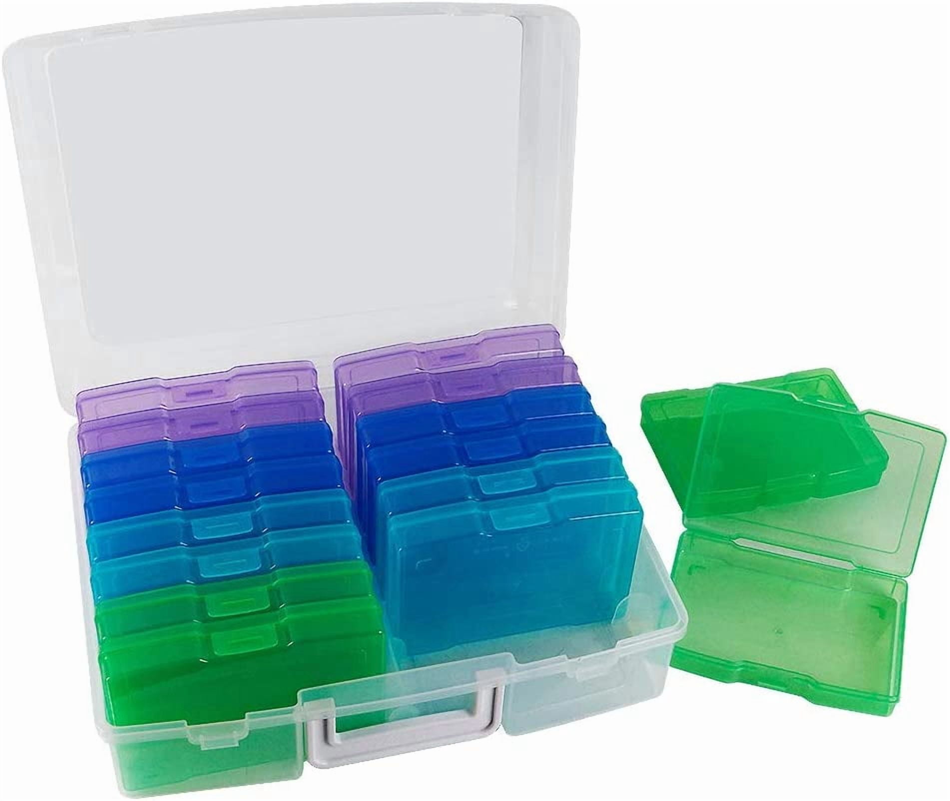 Portable Photo Organizers & Storage Containers, Transparent 4" x 6" Picture Organizers with Handle, 16 Inner Photo Cases, Photo Storage Box