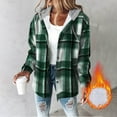 thumbnail image 2 of Women's Winter Casual Fashion Plaid Hooded Long Sleeve Wool Blend Outer Fleece Lined Thickened Button Closure Jacket Coat Top for Winter Daily Casual Outfits, 2 of 6