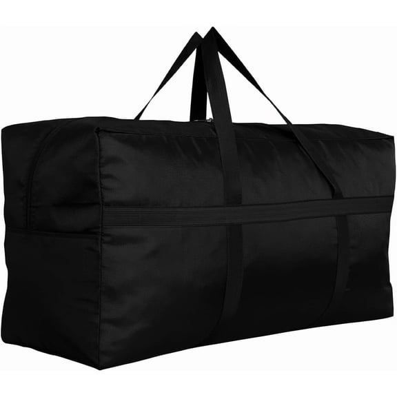 Extra Large Foldable Storage Duffle Bag with Sturdy Zippers and Comfort Handles, 35" L x 11.8" W x 19" H Black Travel Luggage