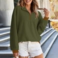 thumbnail image 4 of Eryao Preppy Sweatshirts for Women Oversized Quarter Zip Long Sleeve Pullovers Baggy Lightweight Colorblock Tops Army Green M, 4 of 9