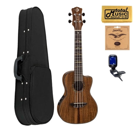Luna UKE HTC KOA High Tide Koa Concert Ukulele w/ Soft Case Bundle