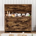 thumbnail image 5 of 30'' Wooden Storage Bench with Safety Hinge, Wooden Box Large Storage Chest Organizer with Lid, Retro Brown, 5 of 6