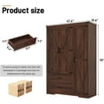 thumbnail image 6 of Blotout 3 Door Wardrobe Closet with Doors and Drawers, Bedroom Armoire with Shelves, Farmhouse Wooden Armoire Wardrobe Closet with Hanging Rod for Bedroom, Brown, 6 of 8