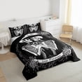 thumbnail image 4 of Manfei Couple Skeleton Skull Queen Comforter Set, Romantic Gothic Bride Bedding Sets, Bohemian Valentines Day Reversible Bedding Comforter Set, Microfiber Bedroom Decor, 3 Pieces, 4 of 9