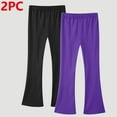 thumbnail image 2 of Taqqpue 2 Pack Girl Flare Leggings Bell Bottom Pants Mid Waist Soft Stretch Casual Pants for Kids Teen Girl School 3-14 Years, 2 of 2