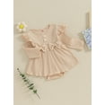 thumbnail image 3 of Bagilaanoe Newborn Autumn Outfits Baby Girl Rompers Dress Ruffle Long Sleeve Bodysuit 6M 12M 18M 24M Infant Patchwork A-line Dresses, 3 of 9