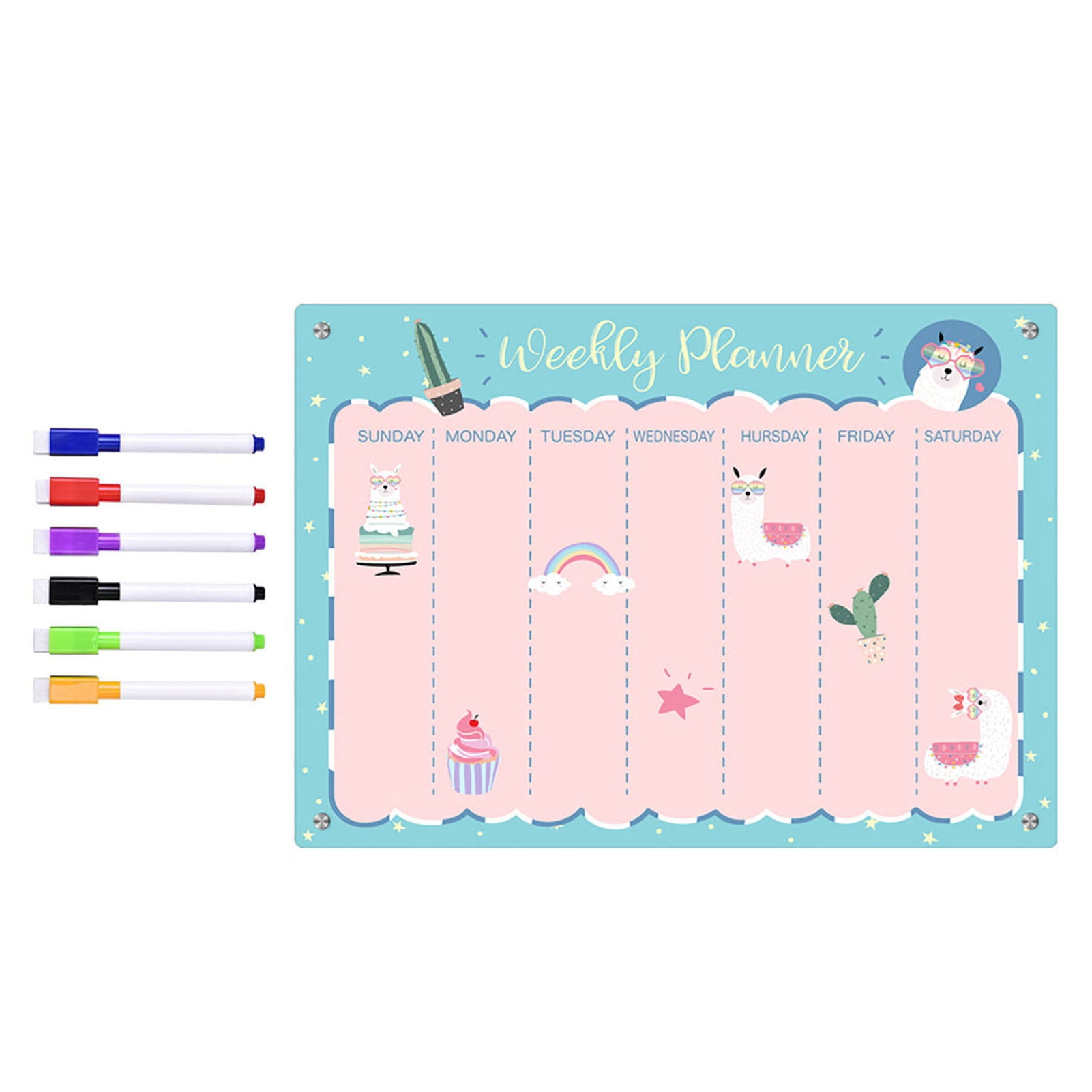 Sylvtty Transparent Acrylic Weekly Planner Magnetic Stickers Re-writable Smooth Writing Message Board for Organization