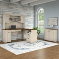 thumbnail image 2 of Bush Furniture L-shaped Desk with Hutch and Storage Cabinet Antique White Pewter Finish, 2 of 7
