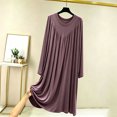 thumbnail image 2 of StSilkitty Women's Long Sleeve Nightgowns Crewneck Sleepwear Night Gown Lightweight Comfy Breathable Sleepshirts, 2 of 7