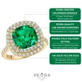 thumbnail image 4 of PEORA 5 Carats Created Colombian Emerald Lab Grown Diamond Ring in 14K Yellow Gold, Cushion Cut, Size 4, 4 of 5
