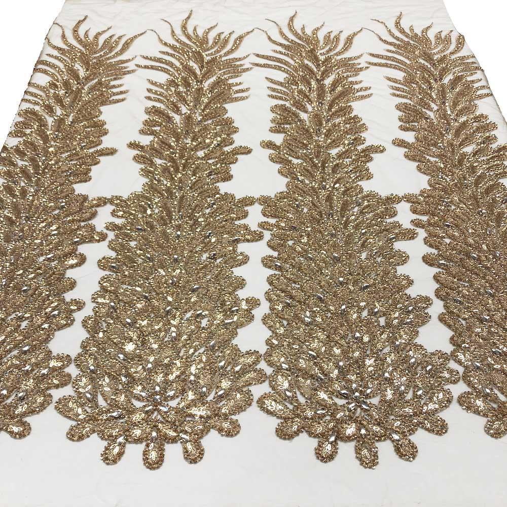 Liatris Bridal Lace Sequins Beaded Scallop Fabric for Dresses 52’’ BTY