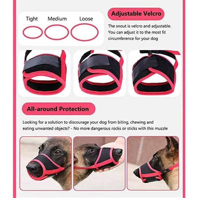 Bozal para Perro Bozal de Nylon Ajustable para Perro, Bozal Ajustable Transpirable, Perro Pequeño Mediano Grande Resistente a Mordeduras Antiladridos, S, Rojo esquí esquí Gafas de esquí