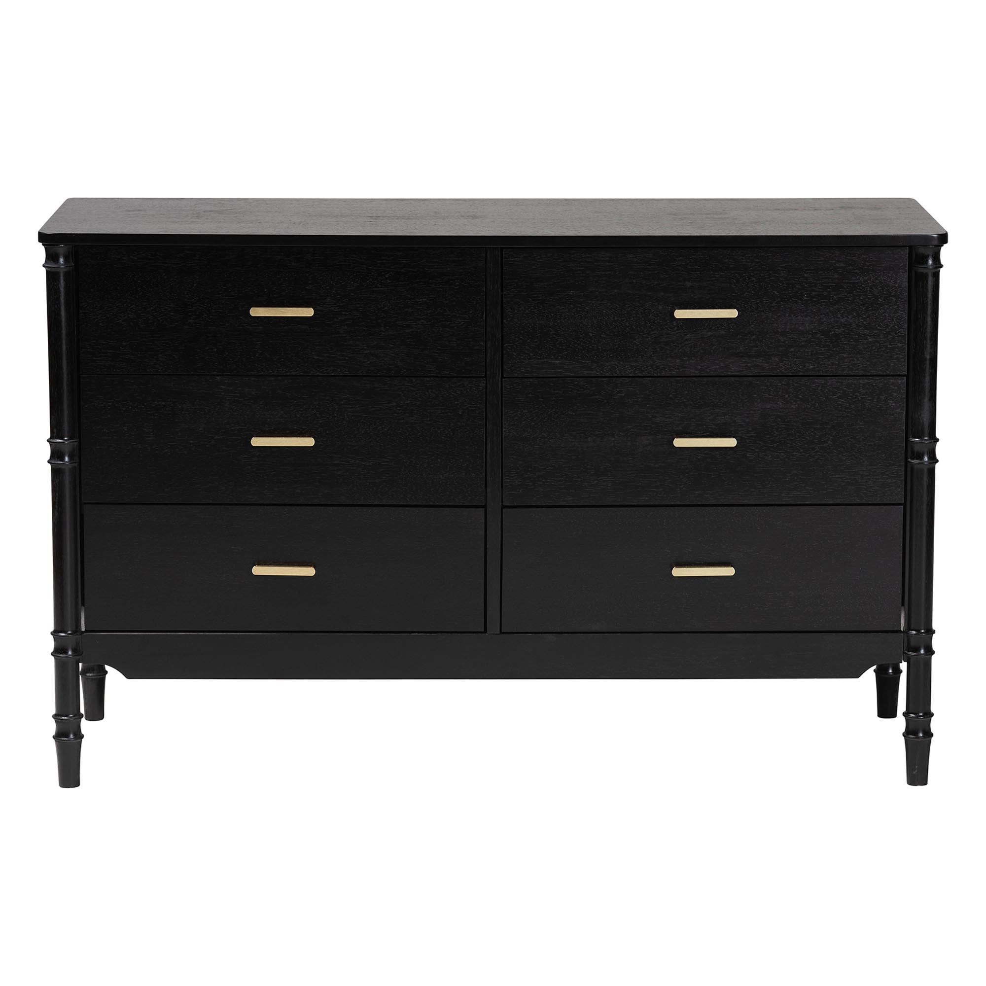 Baxton Studio Marisela Mid-Century Dresser, 6-Drawer, Black