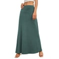 thumbnail image 2 of Women'S Casual Mid Long Skirts Stretchy Ultra-Soft Flowy Maxi Formal Skirts High Waist Lounge Skirts Dark Green L, 2 of 7