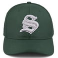 thumbnail image 2 of Daxton Premium Mid Profile Hat Semi Curved Visor Hunter Cap White Silver Gothic Embroidered, Letter S, 2 of 4