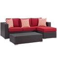 thumbnail image 2 of Modway Convene 3 Piece Outdoor Patio Sofa Set in Espresso Red, 2 of 6