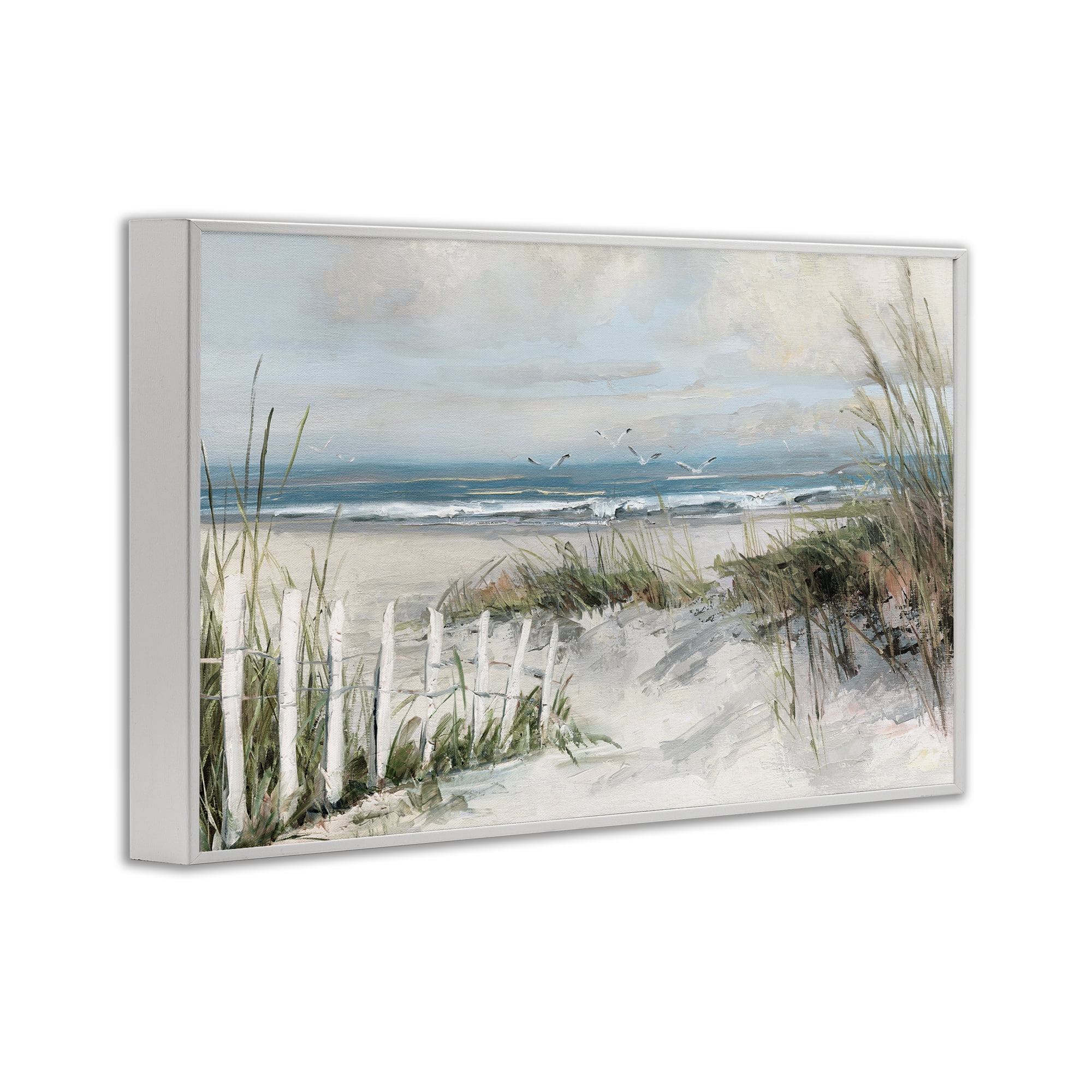 Stupell Industries Dunes With Weathered Fence White Framed Giclee Art, design by Sally Swatland