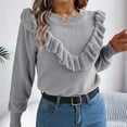 thumbnail image 6 of Itsame Pullover Sweater Women Loose Crew Neck Sweaters Long Sleeve New Solid Color Casual Sweatertop Gray Size XL, 6 of 9