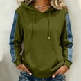 thumbnail image 5 of Perfectbot Women's Drawstring Hoodie, Relaxed Patchwork Sleeve Pullover Sweatshirt with Kangaroo Pocket, 5 of 7