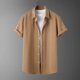 thumbnail image 5 of Pajama para Hombres Conjunto Suelto de Manga Corta de Dos Piezas con Solapa, Tejido de Punto de Poliéster Suave, Comodidad de Toda la Temporada para los Hombres, Ropa de Salón Casual, 5 of 7