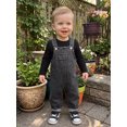 thumbnail image 5 of Cjfdfy Toddler Baby Boy Girl Denim Overalls Fall Outfit Solid Color Long Sleeve T-shirt And Denim Overalls 2-piece Set Little Baby Casual Fall Coming Home Clothes 9M-3Y, 5 of 9