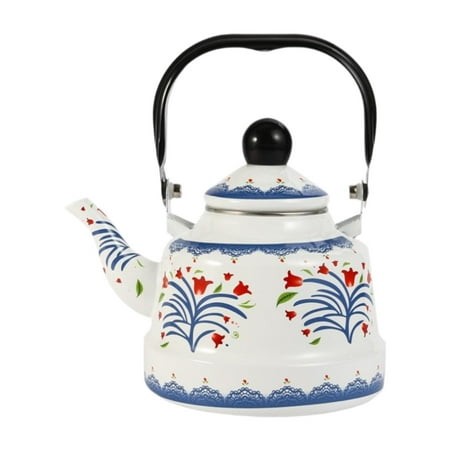 

Almencla Enamel Kettle 1.7L Stovetop Kettle Decorative Hot Water Kettle for Tea Water B