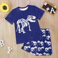 thumbnail image 2 of Hessimy Toddler Boy Short Sets Summer Dinosaur Outfits Short Sleeve Tops and Elastic Waist Shorts Matching Set(Blue,6-7Years), 2 of 6