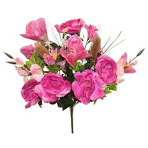 Pink Rose Amaryllis Gladiolus with Teasel Grass 26in Artificial Polysilk Faux Greenery Fake Flower Bush for Craft Home Bouquet Arrangement Ceremony Wedding Floral Wall Aisle Decor (Beauty, One each)